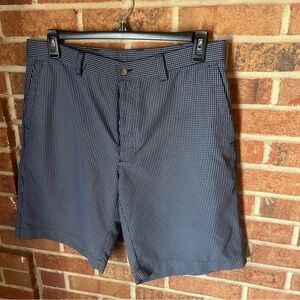 Callaway Men 36 Plaid Opti-Dri Golf Shorts Navy Blue White Moisture Wicking EUC